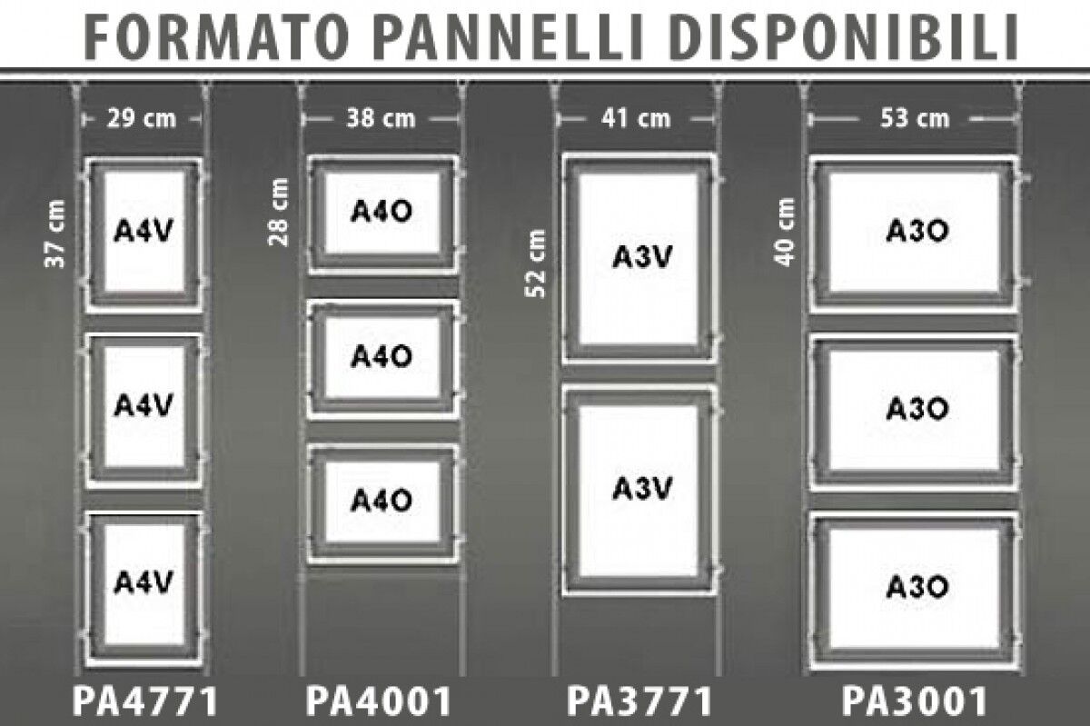 Pannello vetrina Led Pubblicitario A3 Orizzontale 12V 8W Retroilluminato negozio