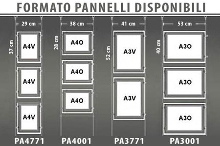 Pannello vetrina Led Pubblicitario A3 Orizzontale 12V 8W Retroilluminato negozio