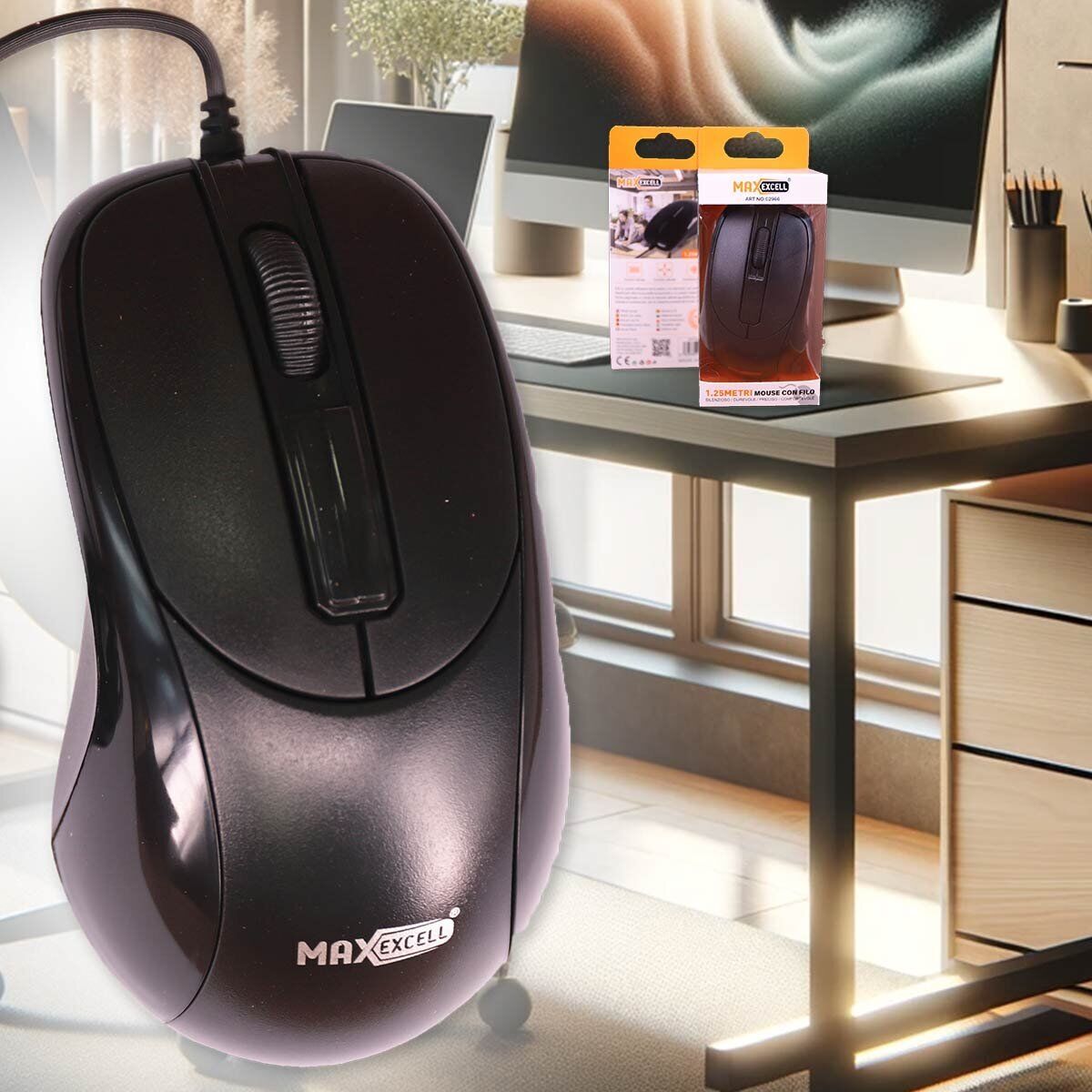 Mouse Ottico USB 2.0 Leggera e Slim da Lavoro Ufficio Viaggio Uso Personale con