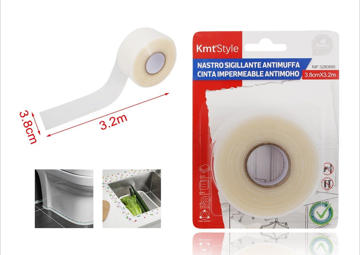 Nastro Adesivo Sigillante Antimuffa 38mm X 320cm Trasparente <ul><li>Il nostro