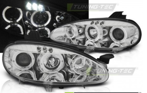 Coppia Set Fari Fanali Anteriori Tuning MX5 2001 > 2005 ANGEL EYES Cromo Alogeni