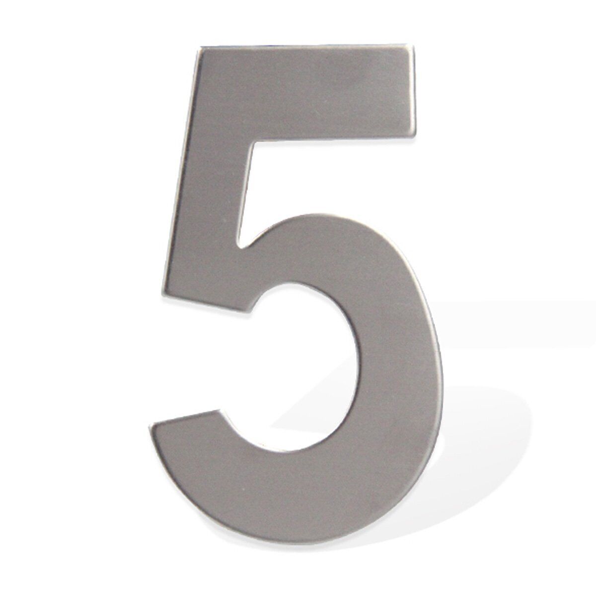 Numero Civico Adesivo 5 in Acciaio Inossidabile Colore Cromato 75mm <ul><li