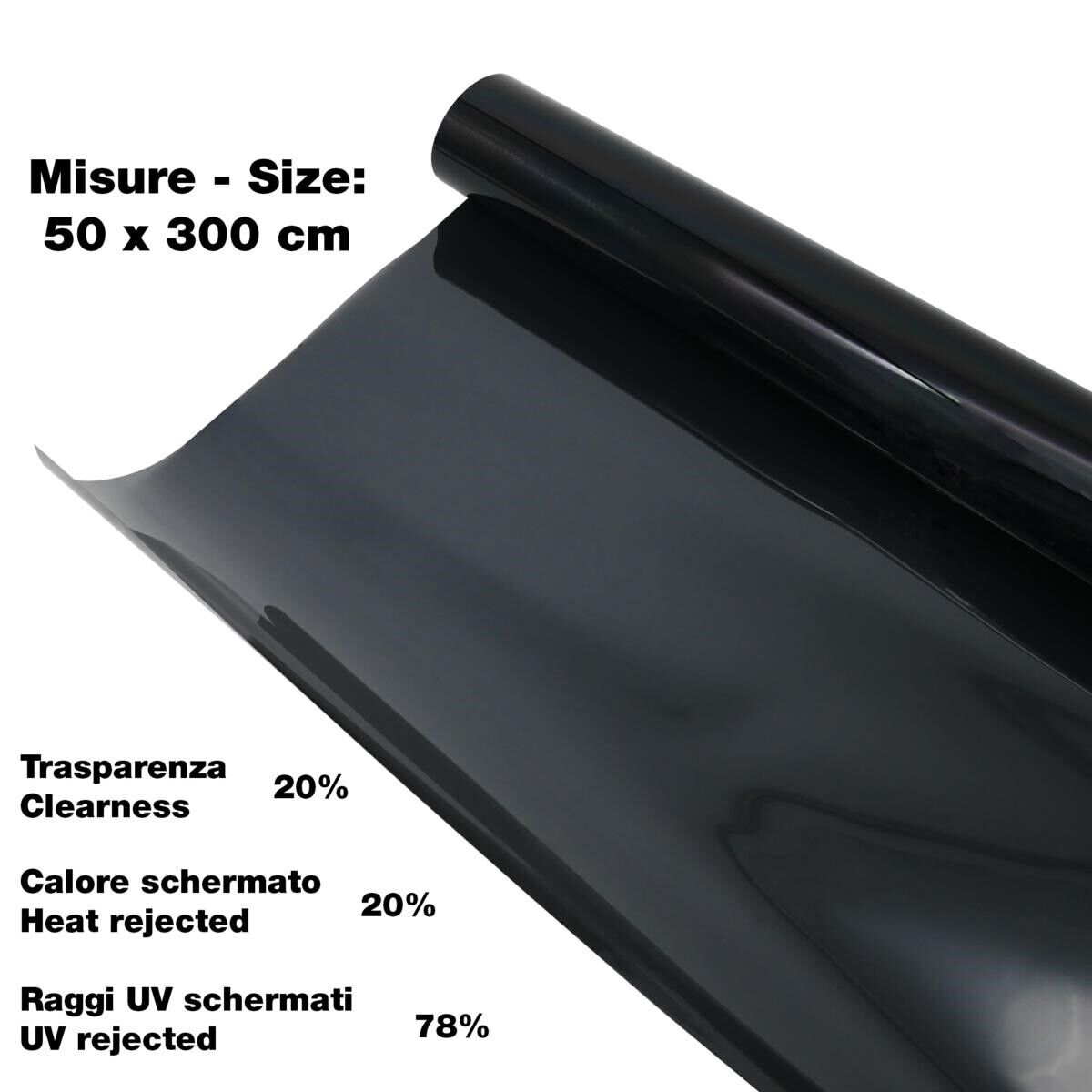 Pellicola vetri Medium Black 50X300 cm Calore schermato 20% UV schermati 78%