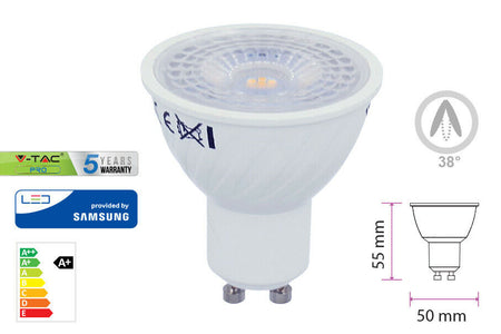 Lampada Led GU10 7W=60W 220V 38 Gradi Bianco Caldo 3000K Chip Samsung Garanzia