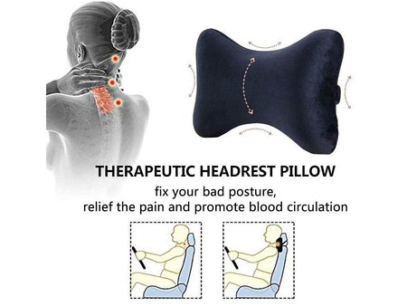 2 Pezzi Cuscini Poggiatesta Auto Ergonomici e Traspiranti Colore Nero Scritta