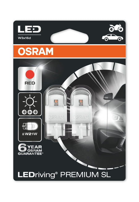OSRAM LEDriving® 7905R-02B 1,5 W 12V W3x16d W21W Red &