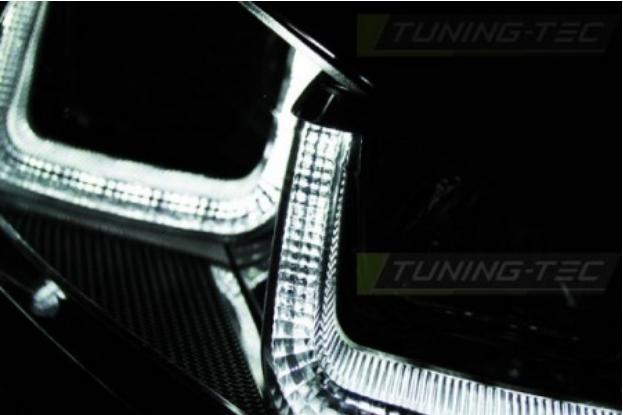 Coppia Fari Fanali Anteriori Tuning GOLF 7 VII 12-17 U-TYPE DRL Nero Linea CROMO