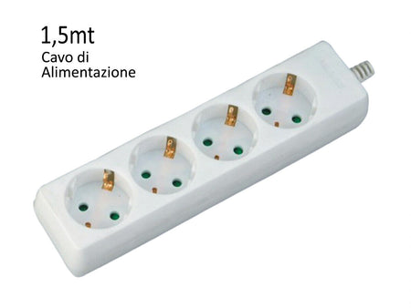 Multipresa Ciabatta Elettrica 4 Posti 10A Schuko Cavo 1,5 Metri 3X1.5 mmq