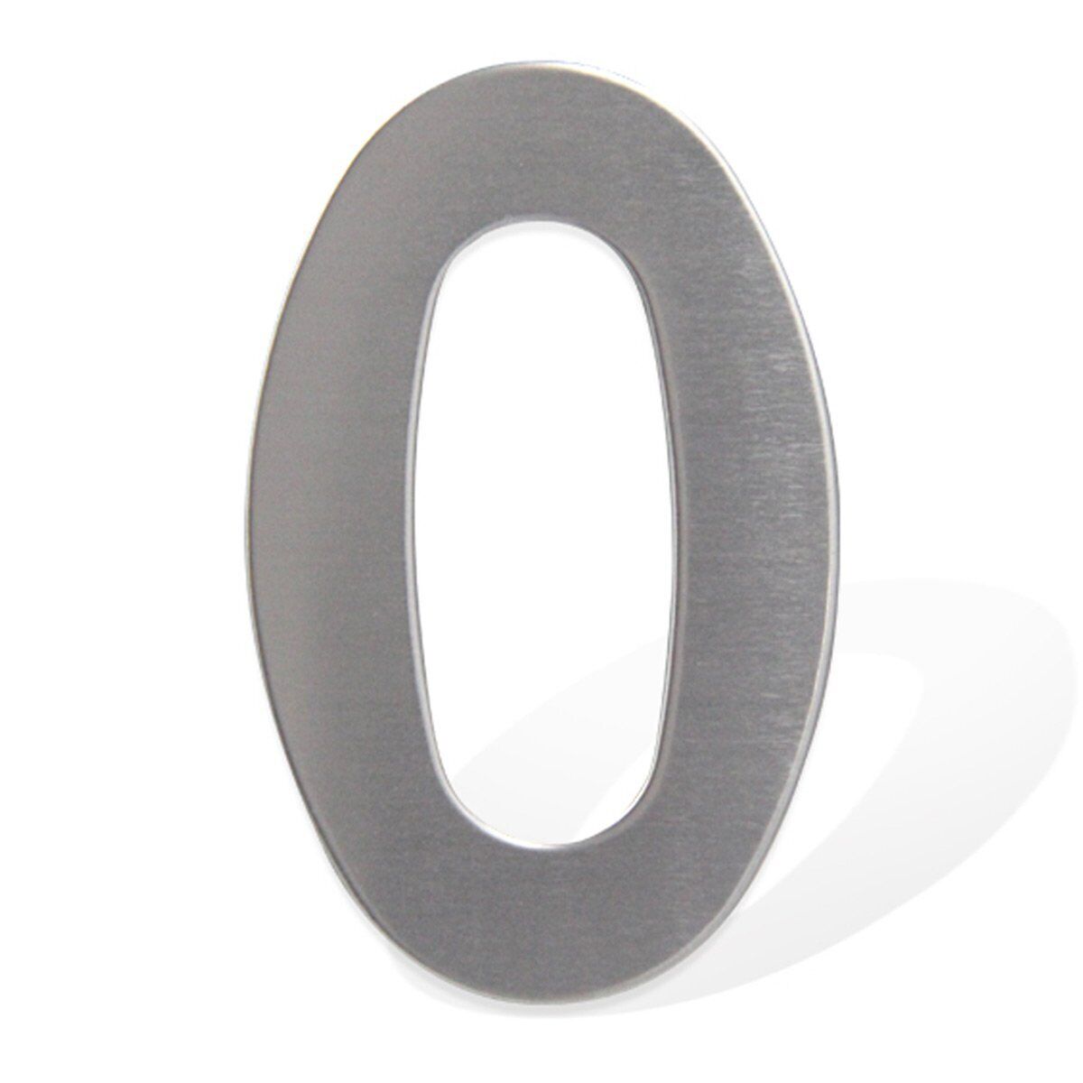 Numero Civico Adesivo 0 in Acciaio Inossidabile Colore Cromato 75mm <ul><li