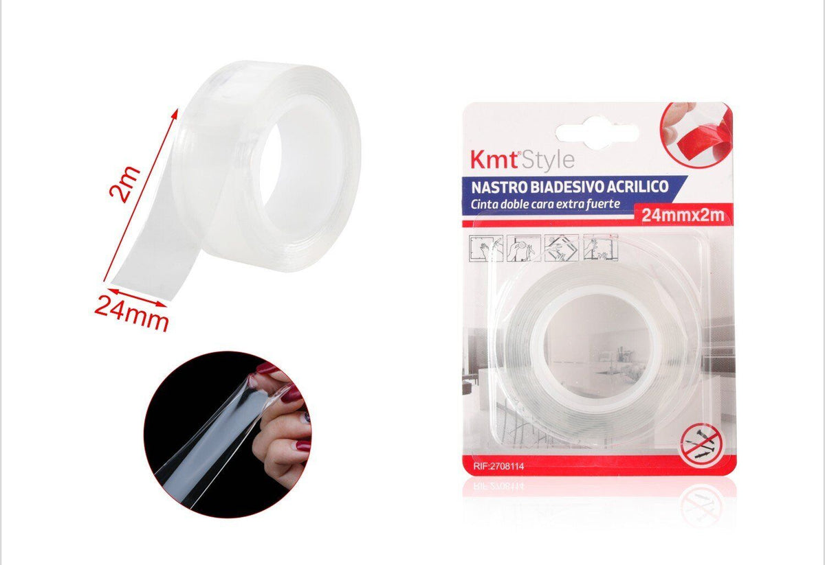 Nastro Biadesivo Acrilico Extra Forte Trasparente 24mm X 2MT <ul><li>Il nostro