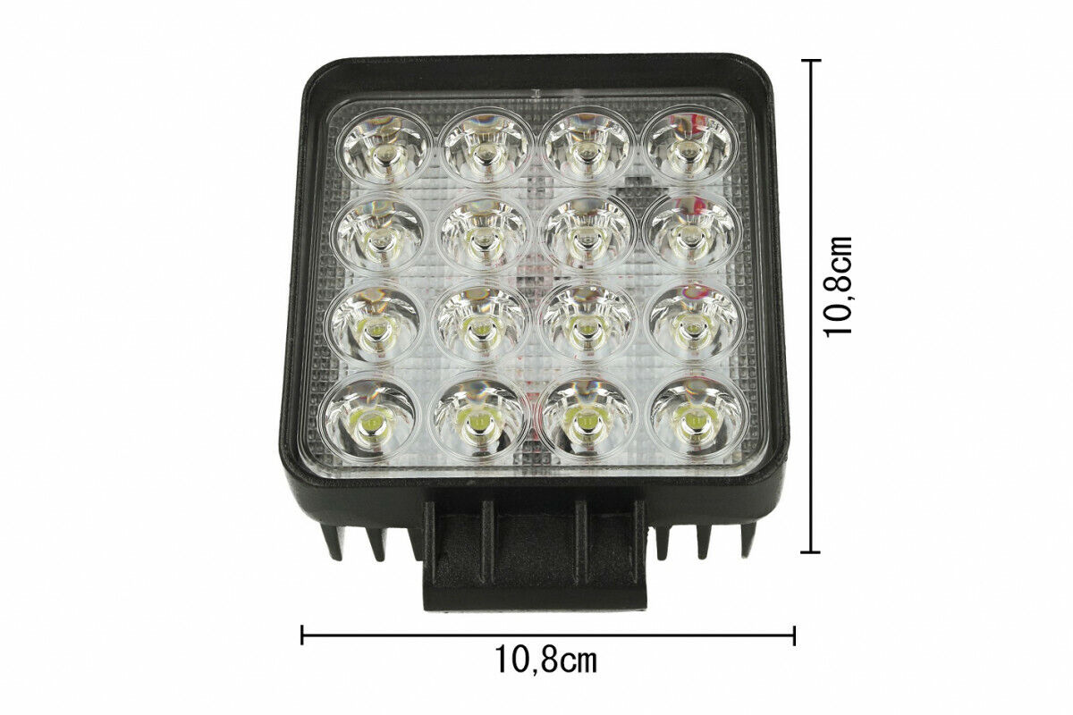 Faro Led Supplementare Profondita 12V 24V 36V 48V 60V 48W Quadrato Super Lumino