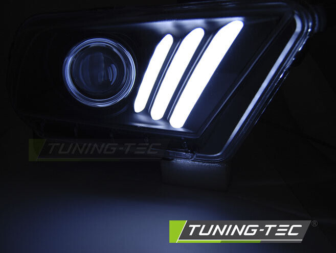 Coppia Fari Fanali Tuning MUSTANG V 10-13 TUBE LIGHT FRECCIA DINAMICA NERI