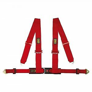 OMP RACING Cintura  di sicurezza 4 punti di attacco sgancio a pulsante ROSSA