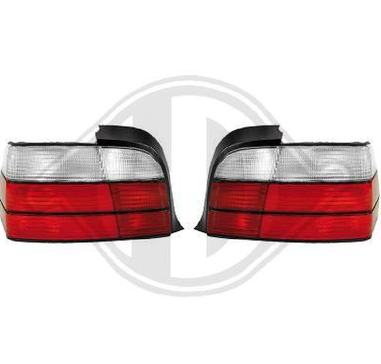 Coppia Fari Fanali Posteriori Tuning serie 3 Berlina (E36)91-98 rosso/bianco