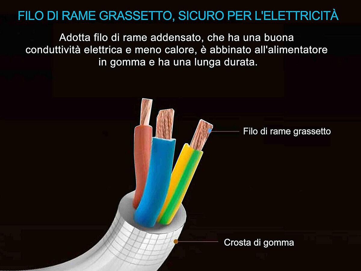 Multipresa Ciabatta Elettrica Cavo 3M Con 12 Posti 4 Prese Schuko 10/16A + 8 Pr