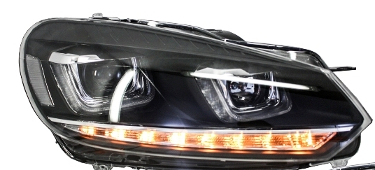 Coppia Fari Fanali Anteriori Tuning DRL led U STYLE Golf VI 6 Freccia Dinamica