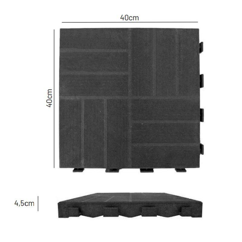 Piastrelle ad Incastro WPC Composite in Legno e Plastica 40x40cm Spessore 45mm