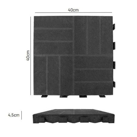 Piastrelle ad Incastro WPC Composite in Legno e Plastica 40x40cm Spessore 45mm