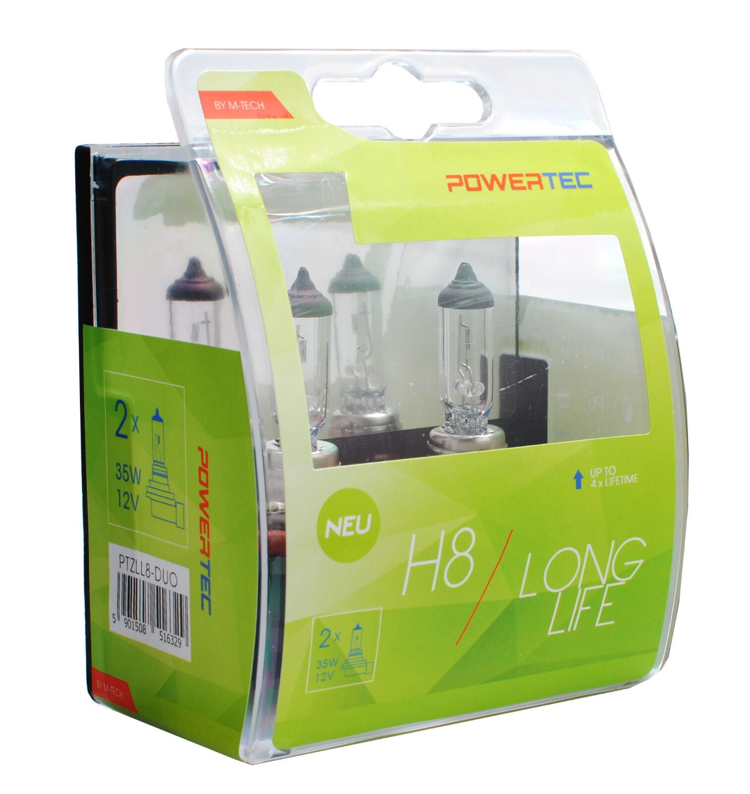 Coppia Lampade Lampadine PowerTec H8 35W 12V LONG LIFE Durata 1500h ALOGENE