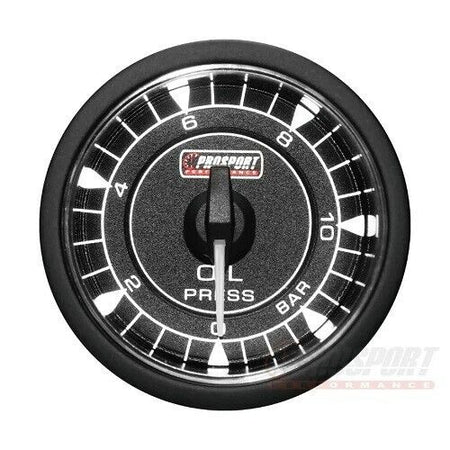 Manometro Strumento PROSPORT 52mm Pressione Olio 0-10 BAR bianco abra vintage