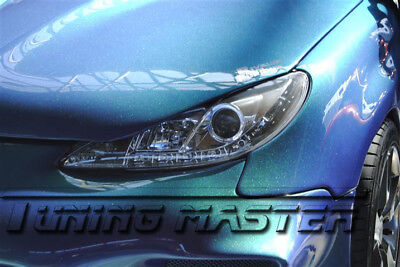 Coppia Fari Fanali Anteriori TUNING 206 dayline ottica luci diurne 98-07