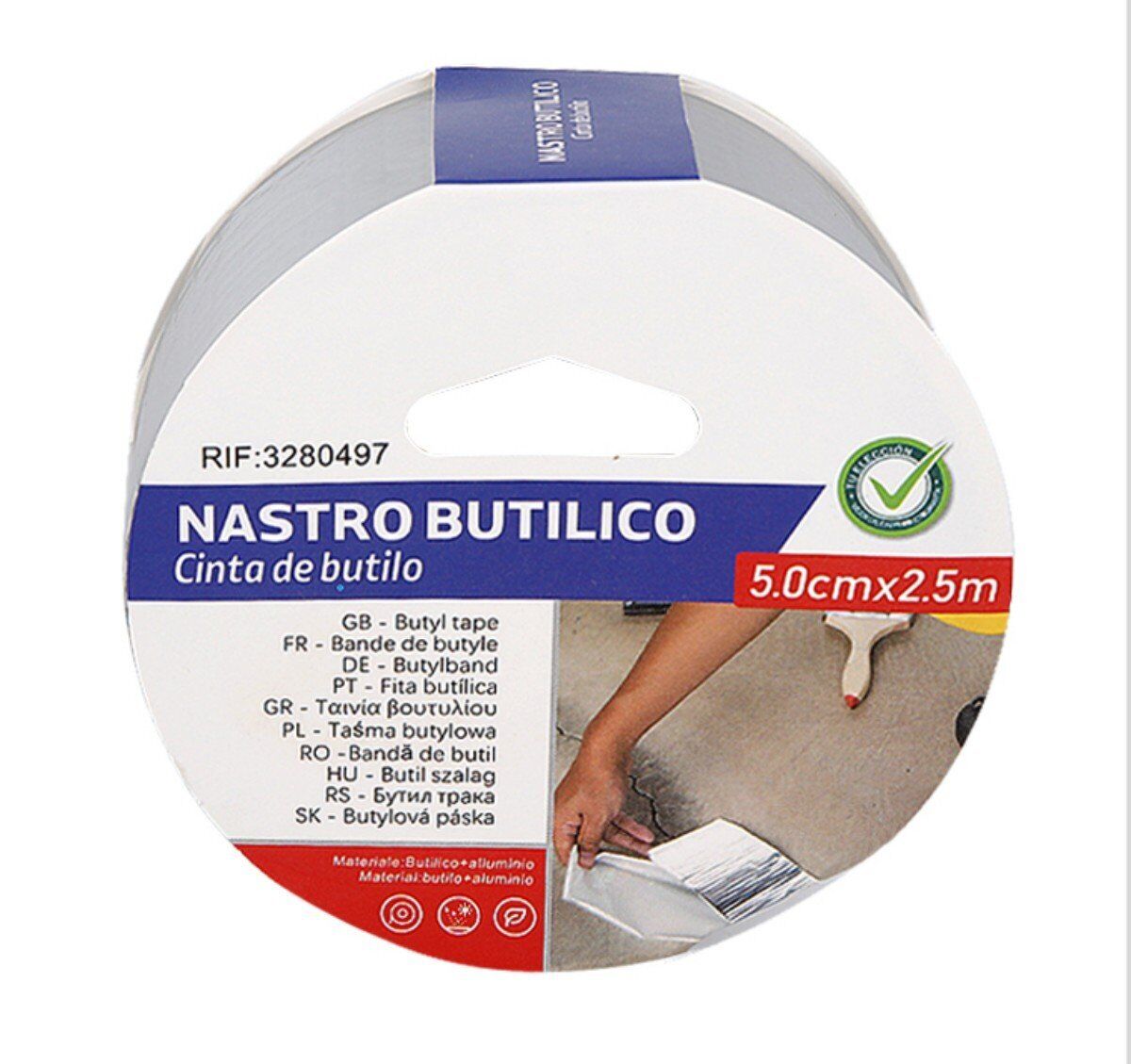 Nastro Butilico Sigillante Impermabile 50mm X 250cm Grigio Argento <ul><li>Il