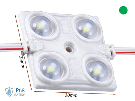 Modulo Mattone LED 4 SMD 2835 Colore Verde 12V 1,5W IP68 Con Lente