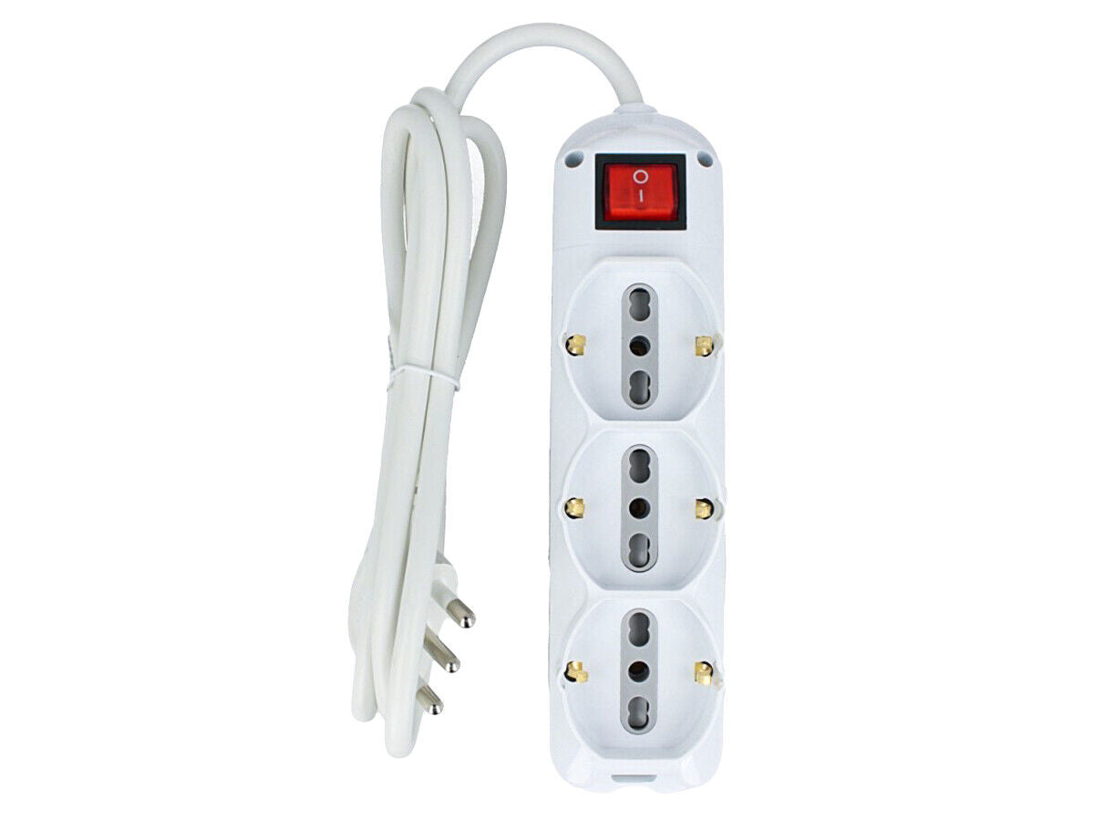 Multipresa Ciabatta Elettrica 9 Posti Con 6 Prese 2P+T 10/16A Bipasso + 3