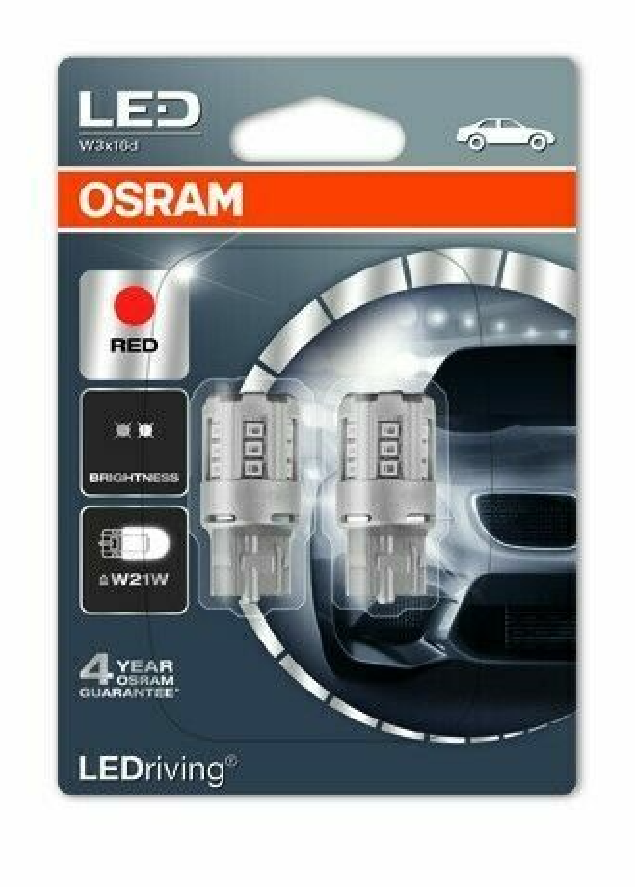 COPPIA Lampade Lampadine OSRAM LEDriving w21w w3x16d 12v ROSSE