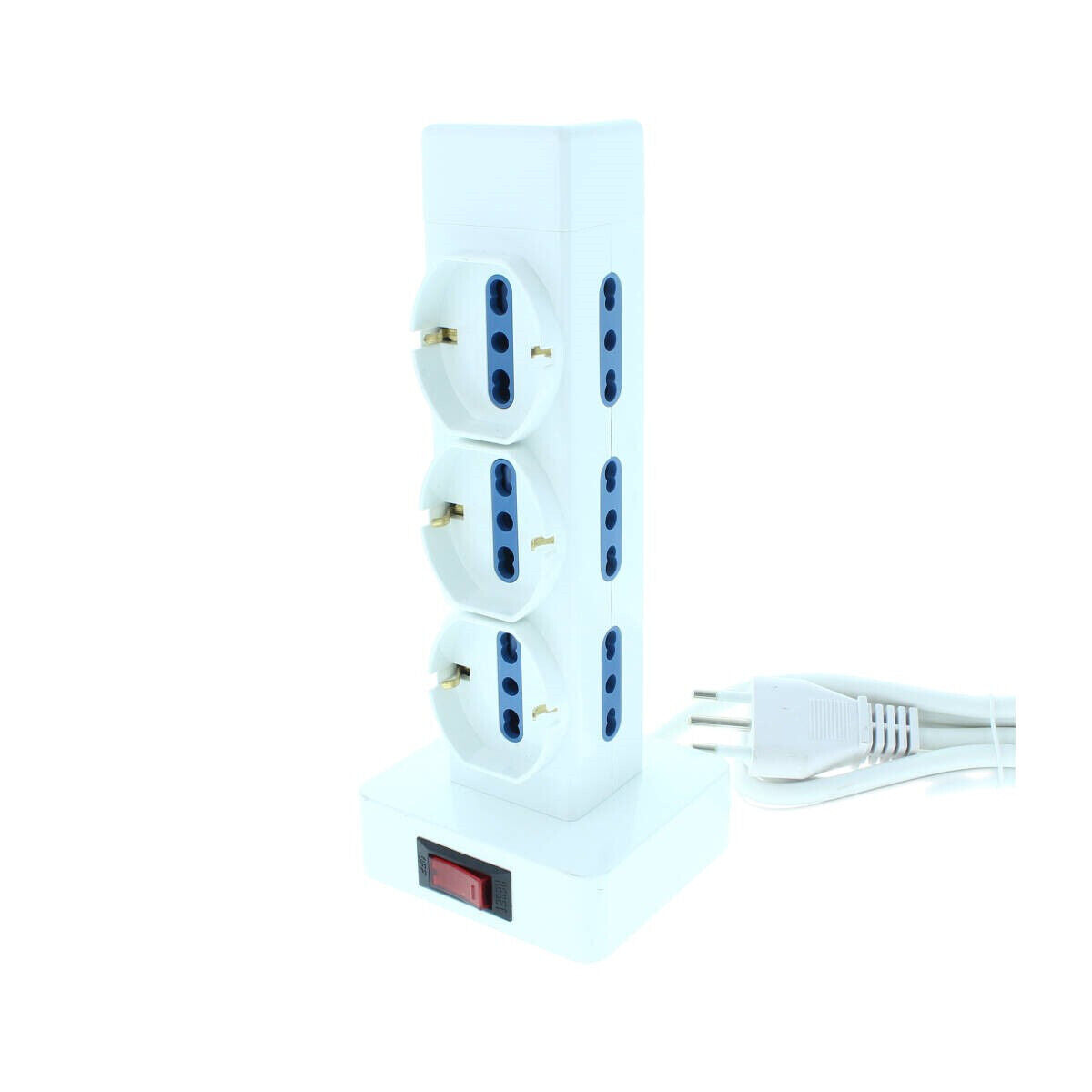 Multipresa Ciabatta Elettrica Verticale Con Interruttore 3 Prese Schuko + 6