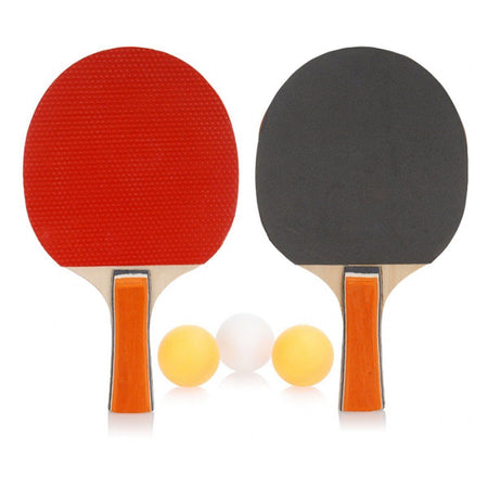 Confezione Ping Pong 2 Racchette in Legno 3 Palline Set Tennis da Tavolo per