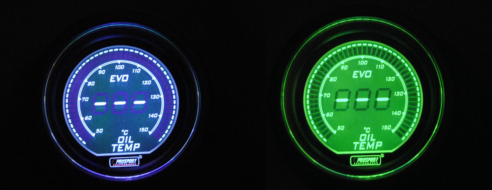 Manometro Strumento PROSPORT 52mm Temperatura Olio 50-150°C Verde/Bianco DIGITAL
