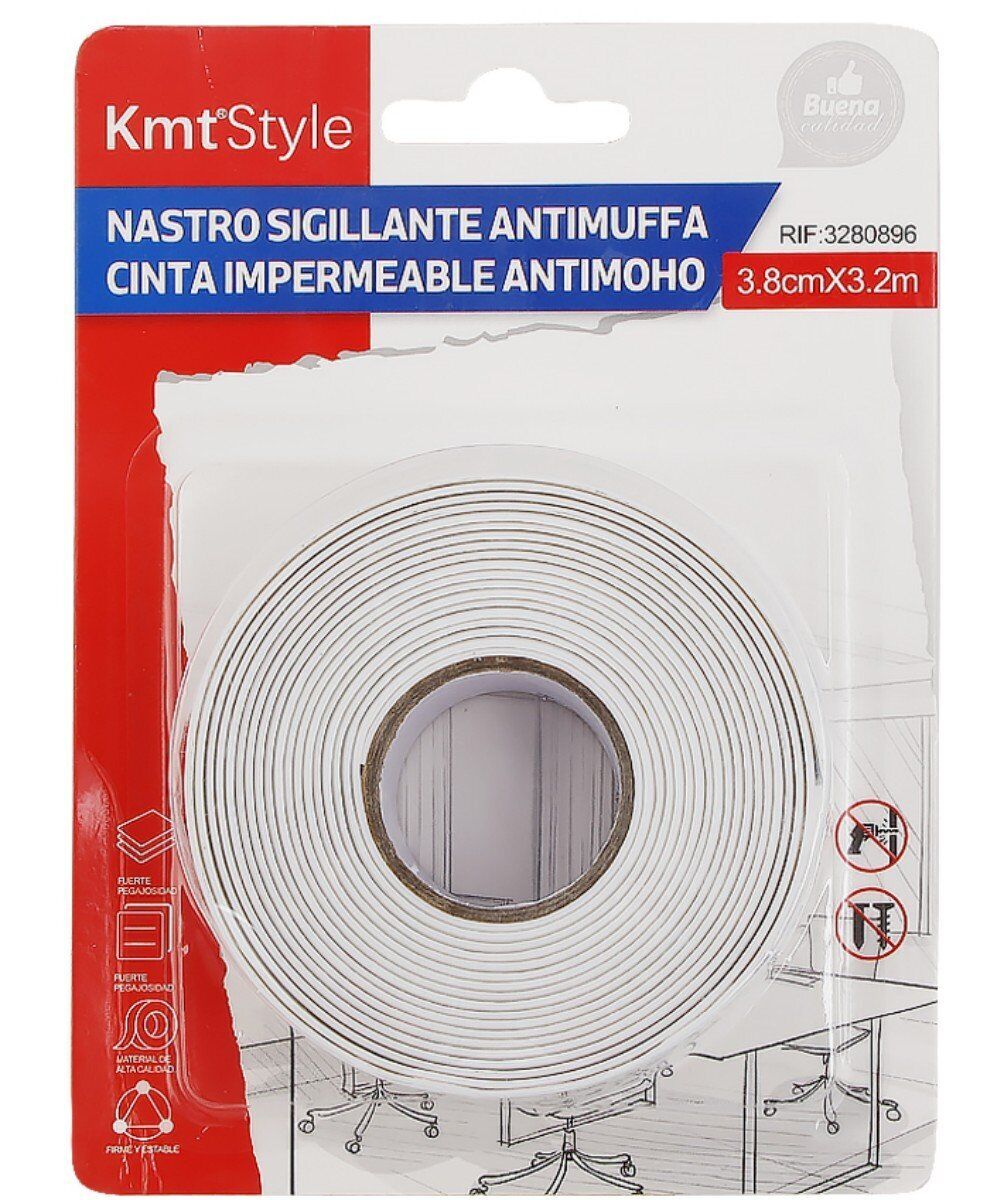 Nastro Adesivo Sigillante Antimuffa 38mm X 320cm Bianco con Simboli Mare