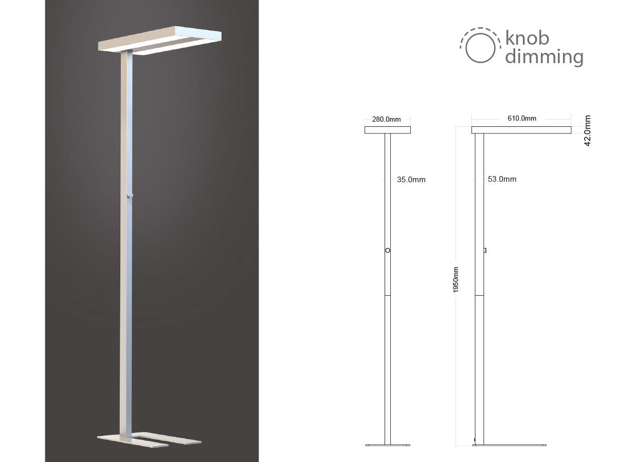 Piantana Lampada Led Da Terra Moderna Bianco Interruttore Rotella Corner