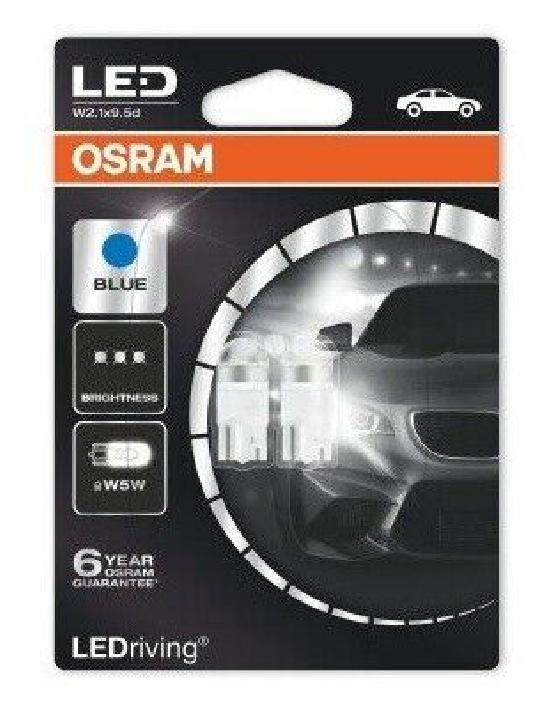 Coppia lampade lampadine OSRAM LEDriving W5W W2.1x9.5D 12V 1W Blu