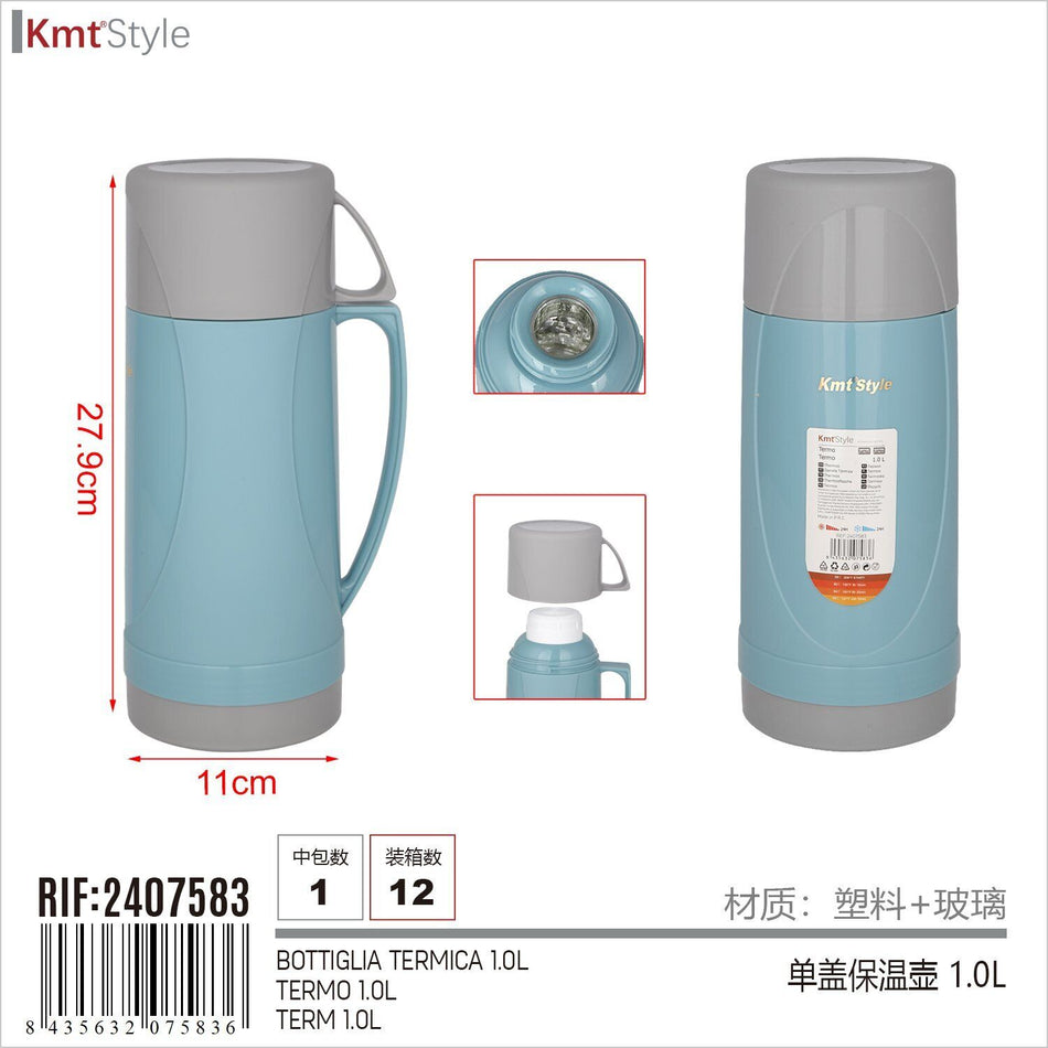 Bottiglia Termica Thermos 24H Caldo e Freddo Modello Copperchio a Bicchiere 1L