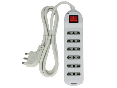 Multipresa Ciabatta Elettrica 6 Posti Prese Bipasso 10/16A Con Interruttore