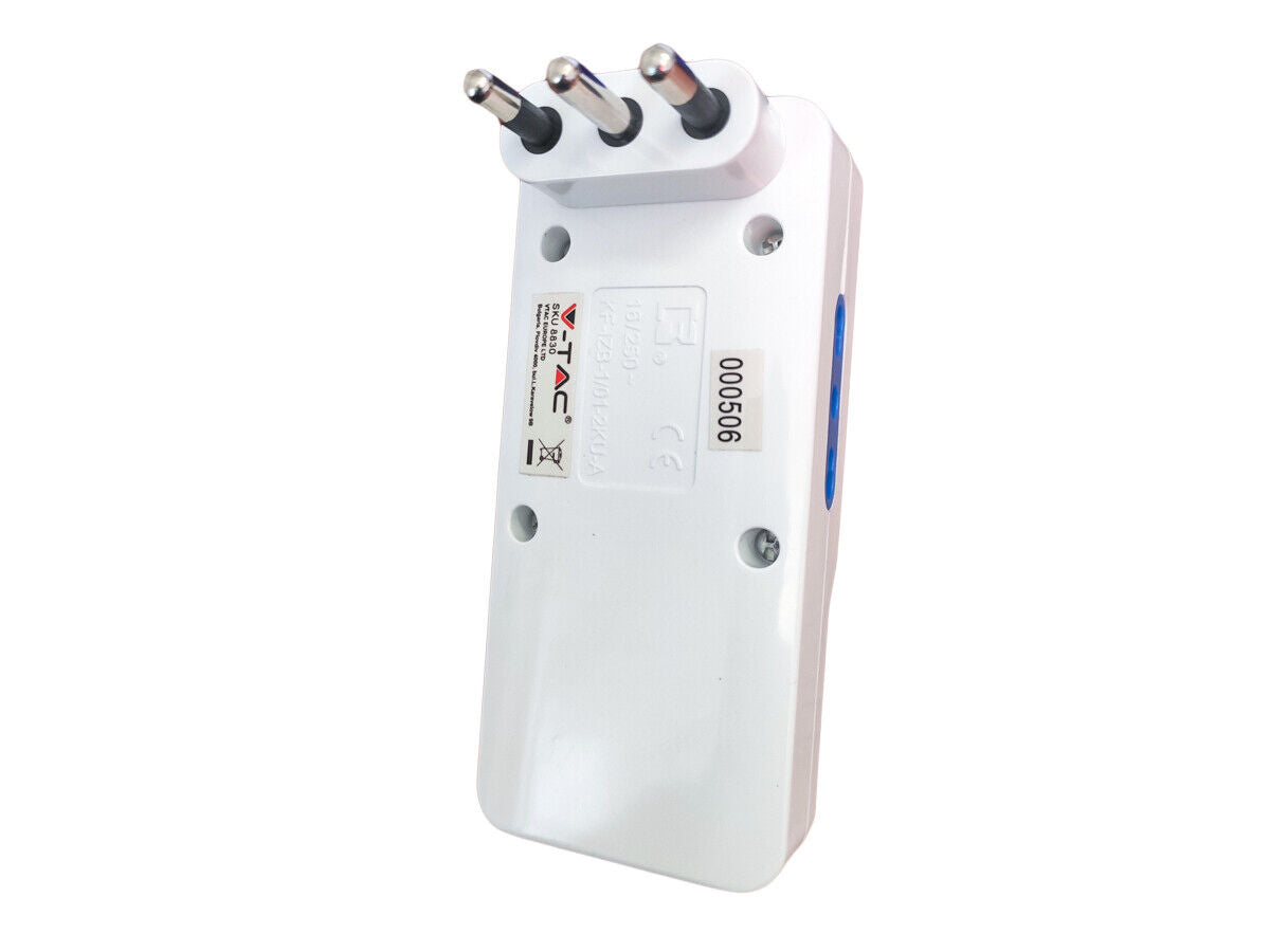 Multipresa Ciabatta Elettrica Spina Con 2 USB 2.1A 2 Prese 2P+T 10/16A + 1 Pres