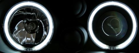 Coppia Fari Fanali Anteriori TUNING Golf 3 III Cromati H7/H9 CCFL Angel Eyes