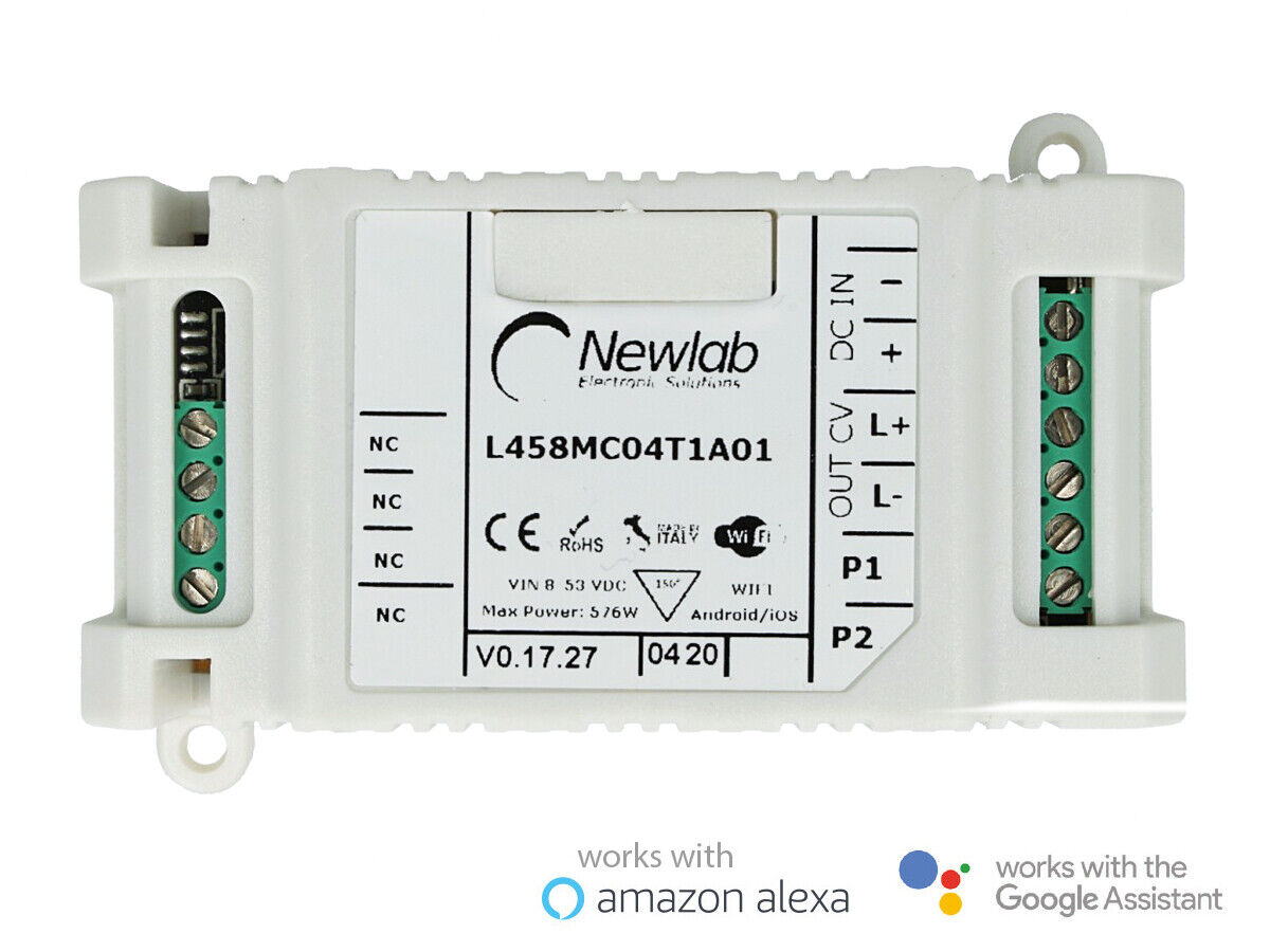 Newlab Led Dimmer PWM In Tensione Pulsante N.O. WiFi 12A 12V 24V 48V Compatibil