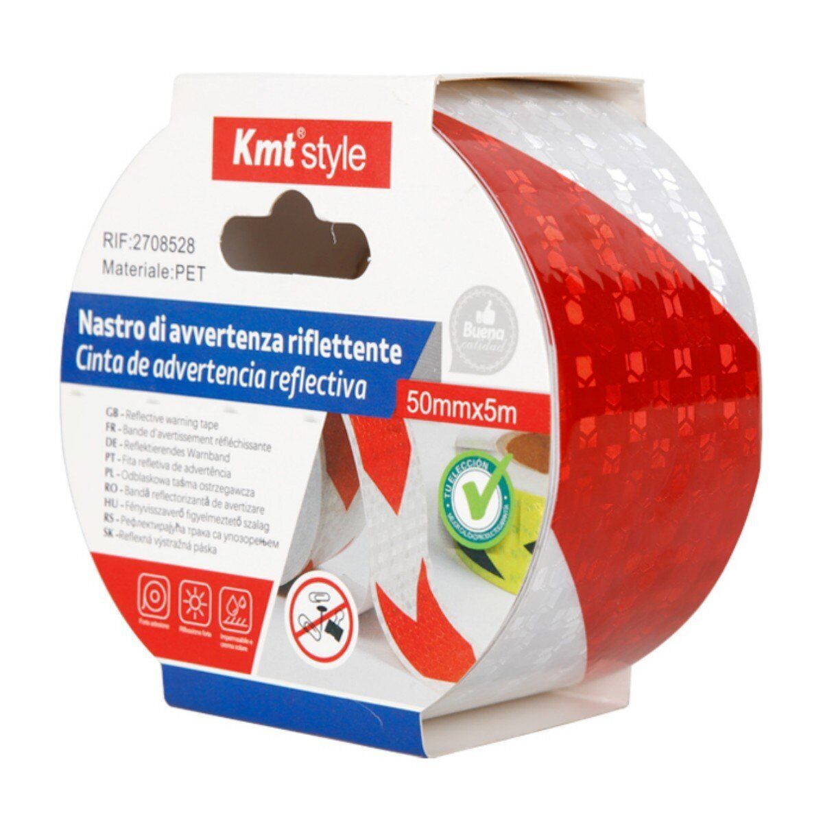 Nastro Adesivo Riflettente 50mm X 5MT Bianco Rosso Catarifrangente Ad Alta