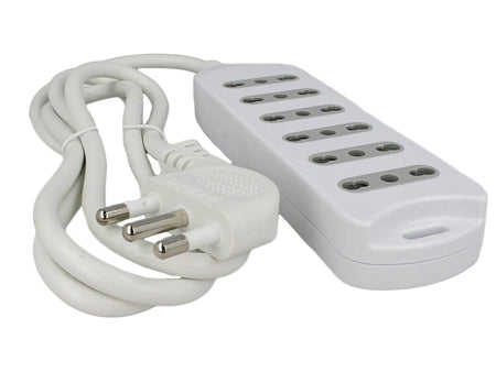 Multipresa Ciabatta Elettrica 6 Posti Prese Bipasso 10/16A Cavo Lunga 1,5 Metri