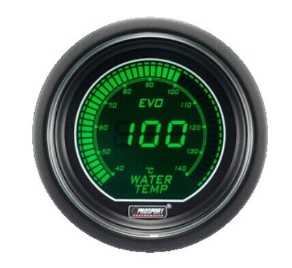 Manometro Strumento PROSPORT 52mm Temperatura Acqua 40-140°C Verde/Bianco DIGITA