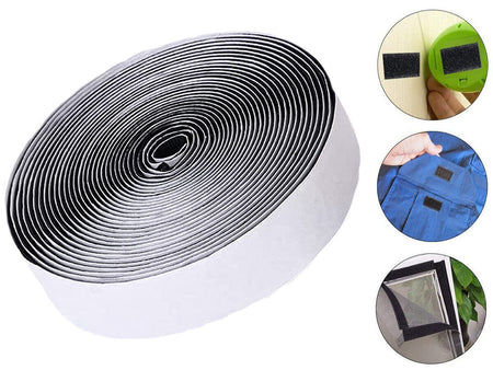 Nastro Di Velcro Con Adesivo Nero Misura 1cmX6m Per Zanzariera Solo Parte Hook