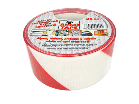 Nastri Antinfortunistici Striscia Di Sicurezza Telato Bianco e Rosso 50mm X 25m