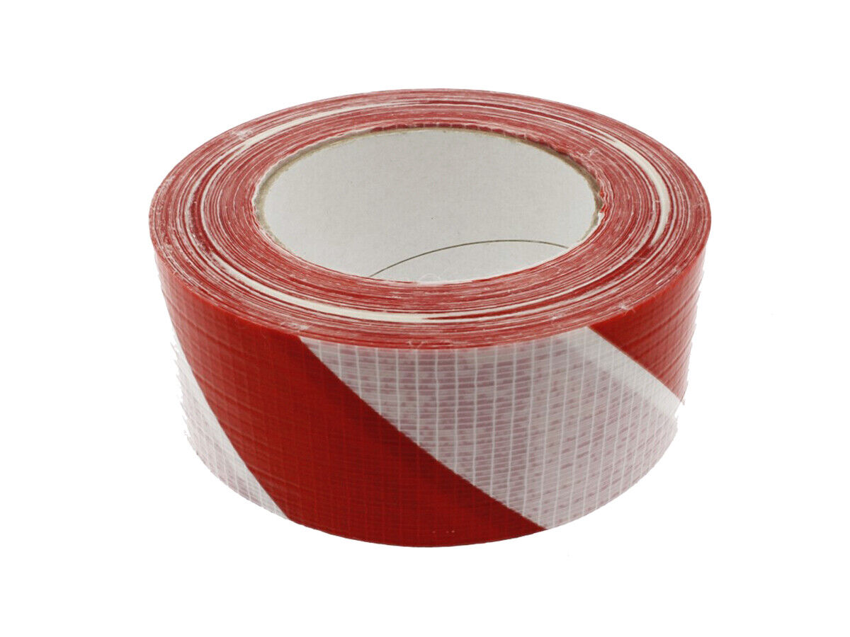 Nastro Striscia Distanza di Cortesia Bianco Rosso 5cm X 50mt Adesivo Pavimento