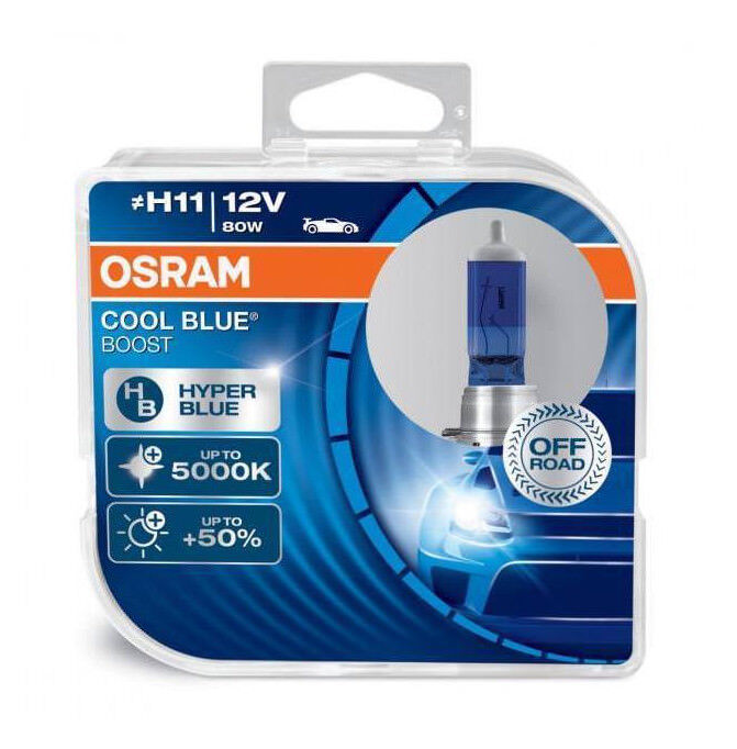 COPPIA Lampada Lampadina Luce OSRAM COOL BLUE BOOST H11 (PGJ19-2) 12V 75W +50% C