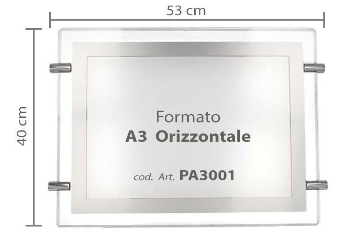 Pannello vetrina Led Pubblicitario A3 Orizzontale 12V 8W Retroilluminato negozio