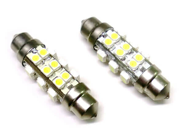 Coppia Lampade lampadine  Led T11 C5W 38mm 24 Smd Siluro 360° 12V Insegna Taxi