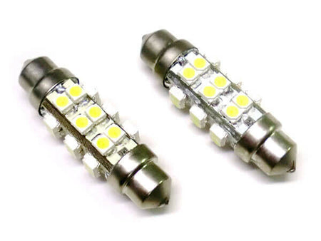 Coppia Lampade lampadine  Led T11 C5W 38mm 24 Smd Siluro 360° 12V Insegna Taxi